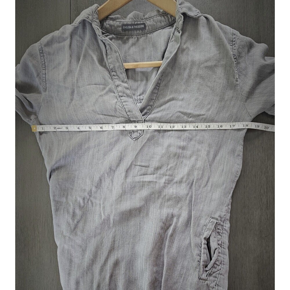 Chelsea and Theodore Sz S Hi Low Tencel Dress Collared Minimalistic Lagenlook - Picture 4 of 8